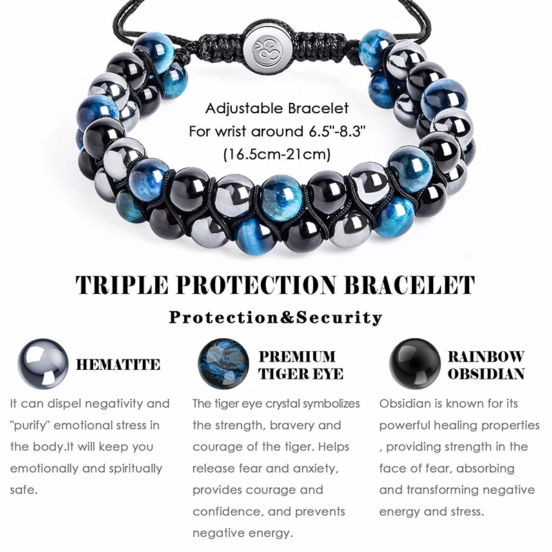 Hematite Tiger Eye Black Obsidian Bracelets