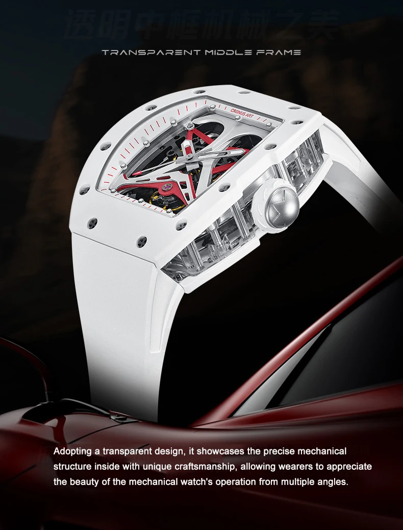 CRONUSART Men’s Luxury Automatic Skeleton Watch