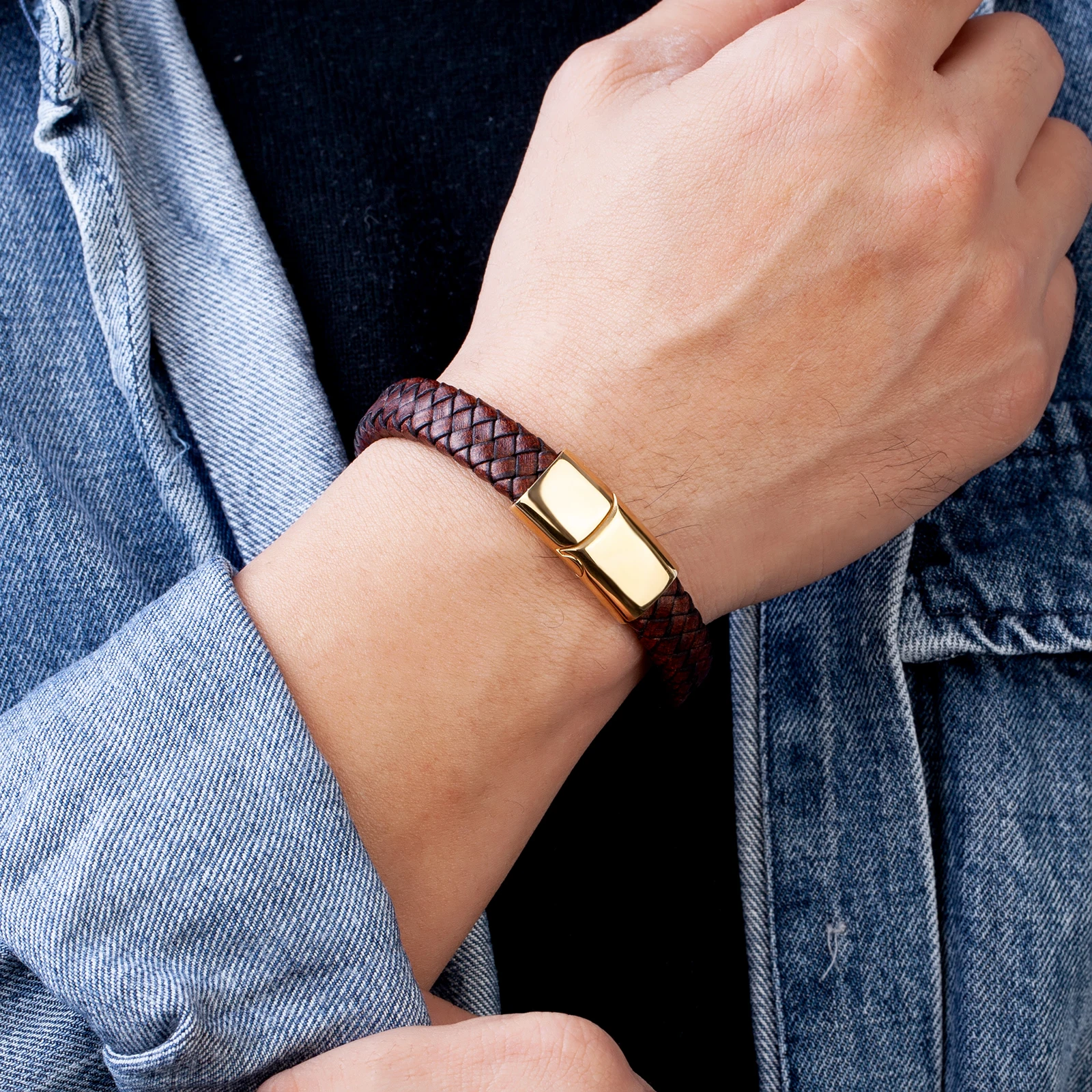 Leather Bracelet with Magnetic Clasp