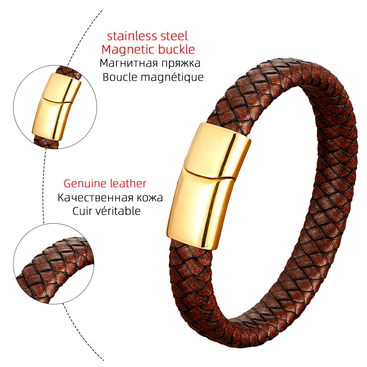 Leather Bracelet with Magnetic Clasp