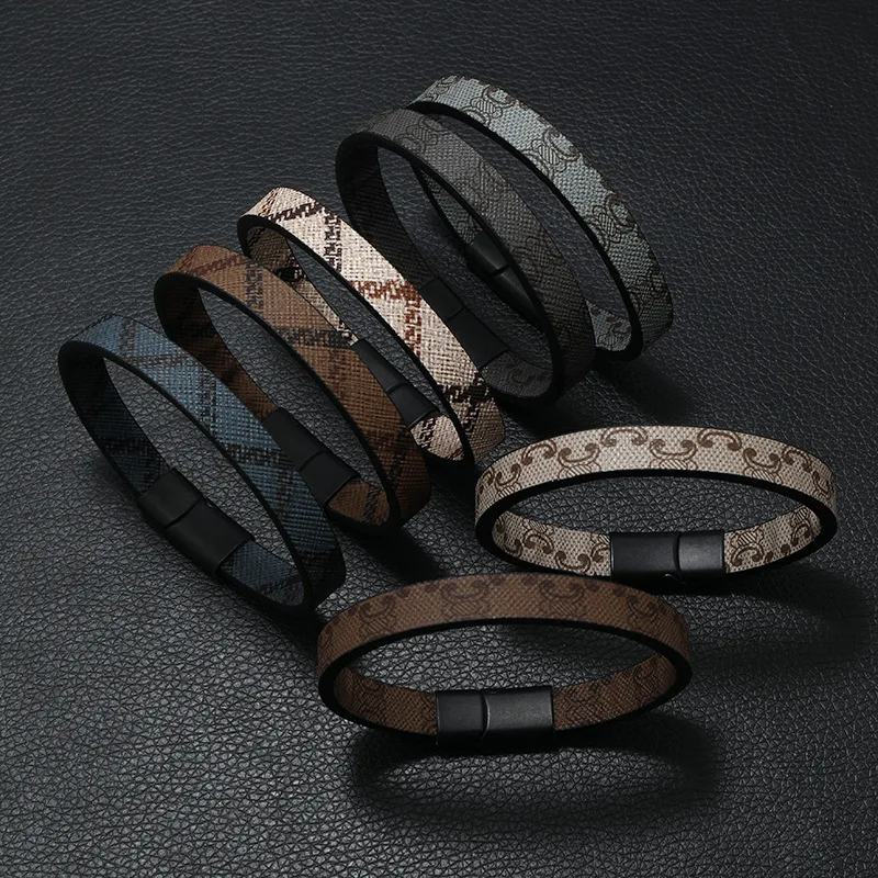 Men's Patterned Leather Bracelet