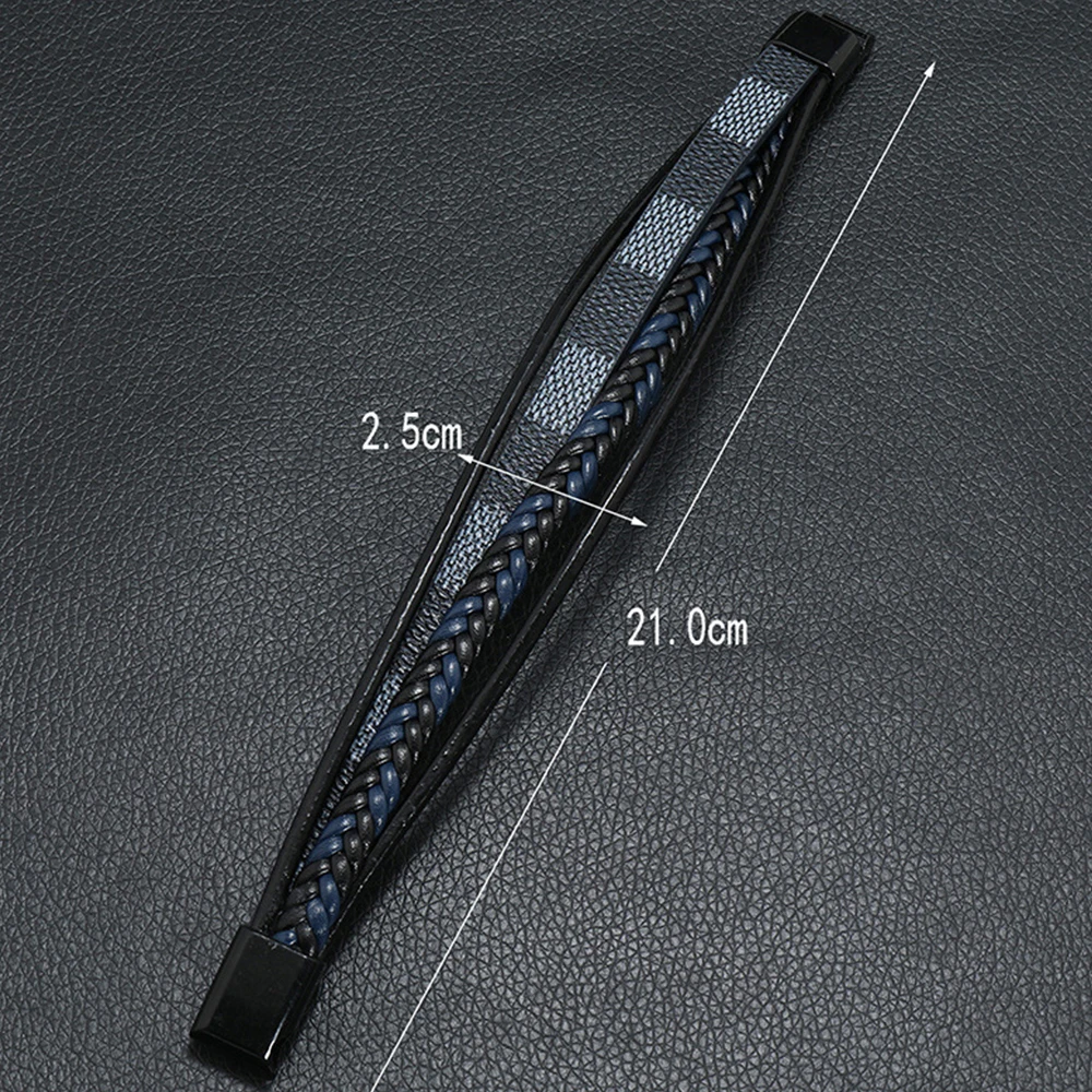 Men's Braided Leather Bracelet Woven Design