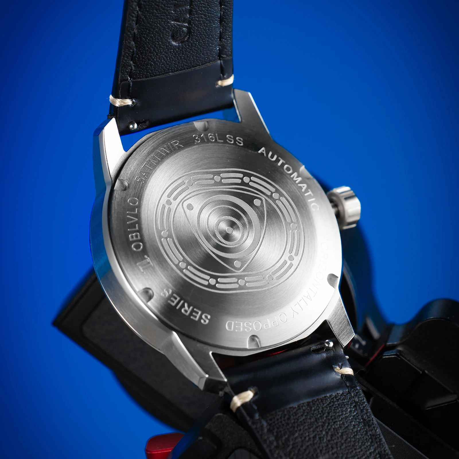 OBLVLO Men's Carbon Rotor Dial Watch