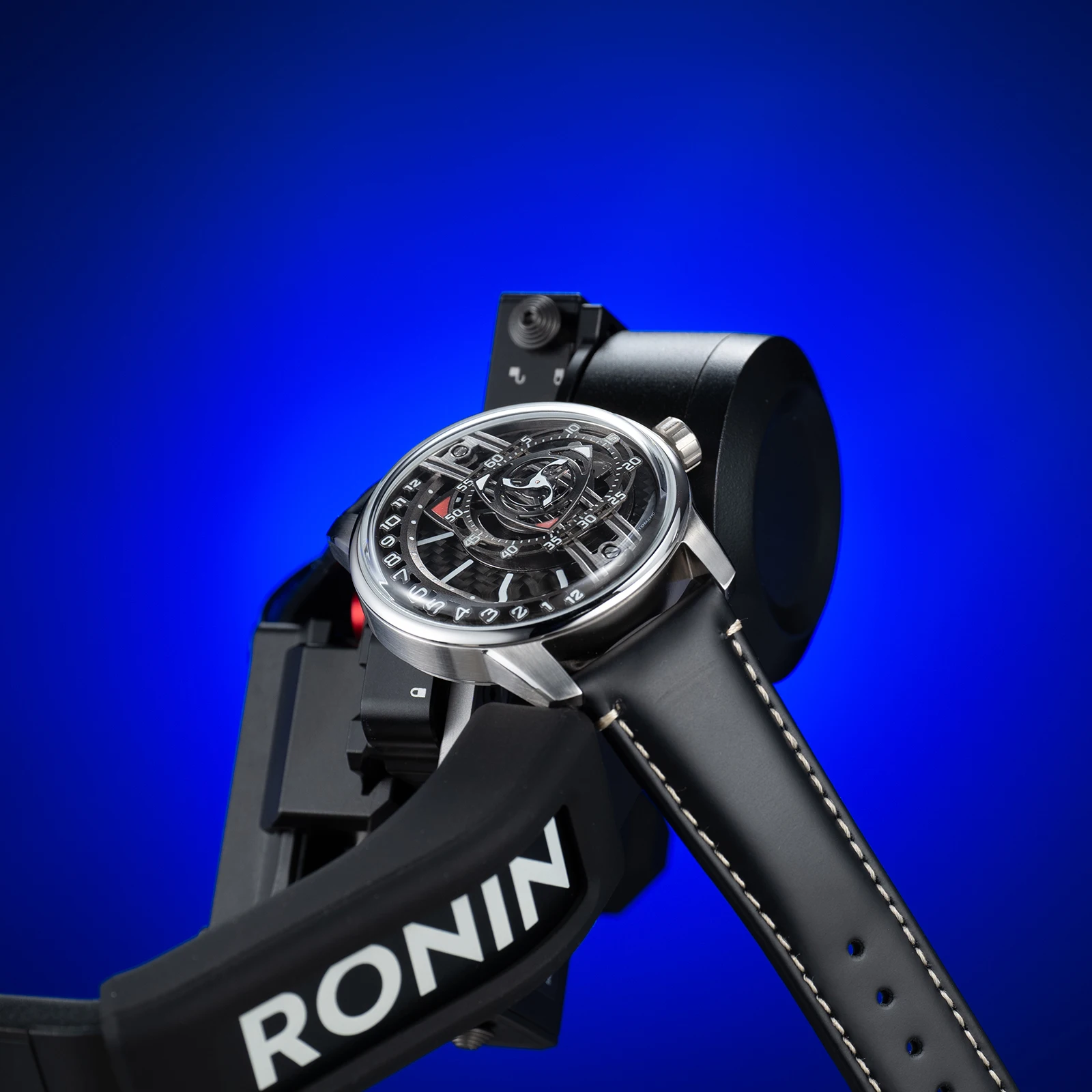 OBLVLO Men's Carbon Rotor Dial Watch