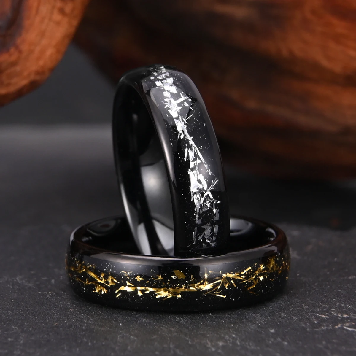 Tungsten Carbide Meteorite Galaxy Ring