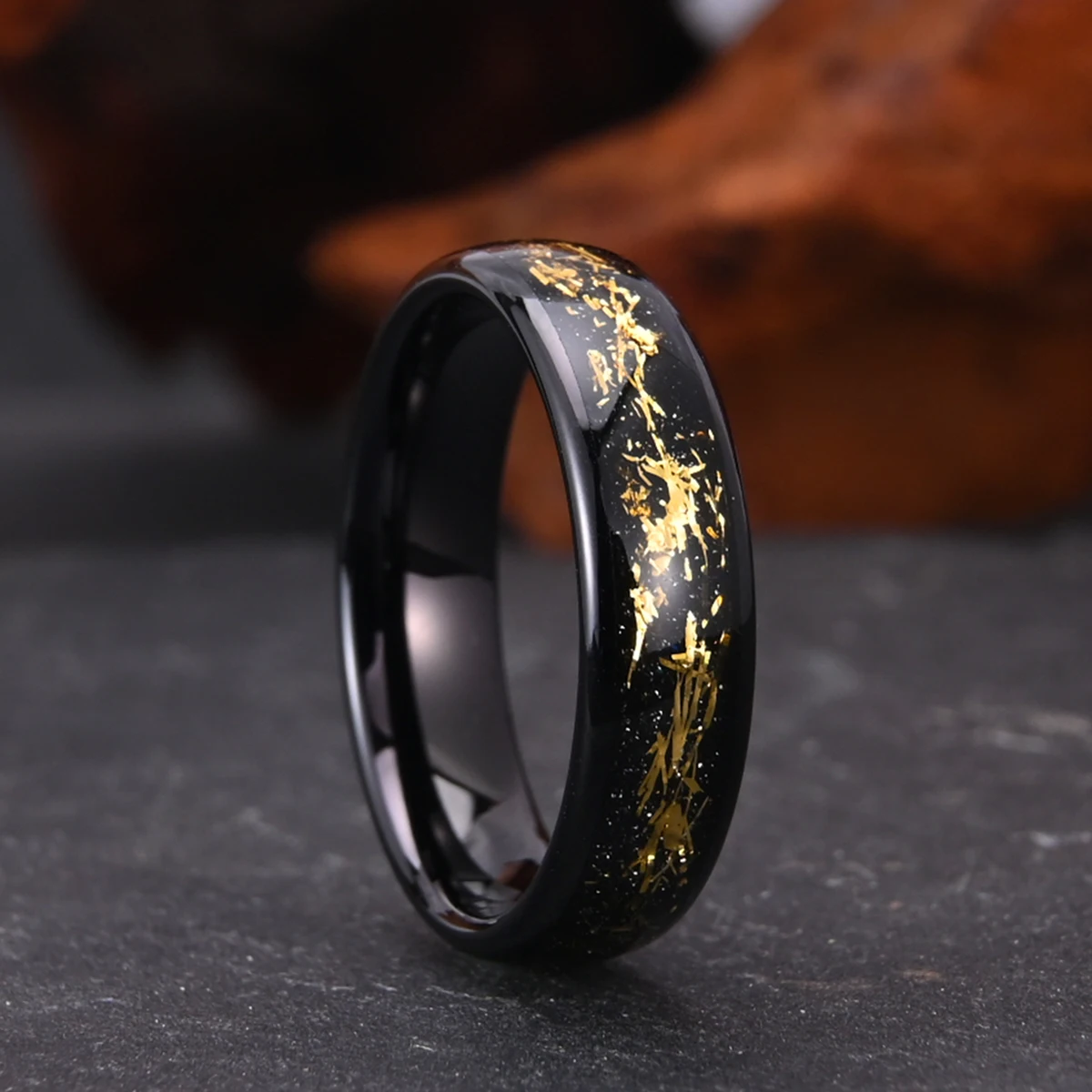 Tungsten Carbide Meteorite Galaxy Ring