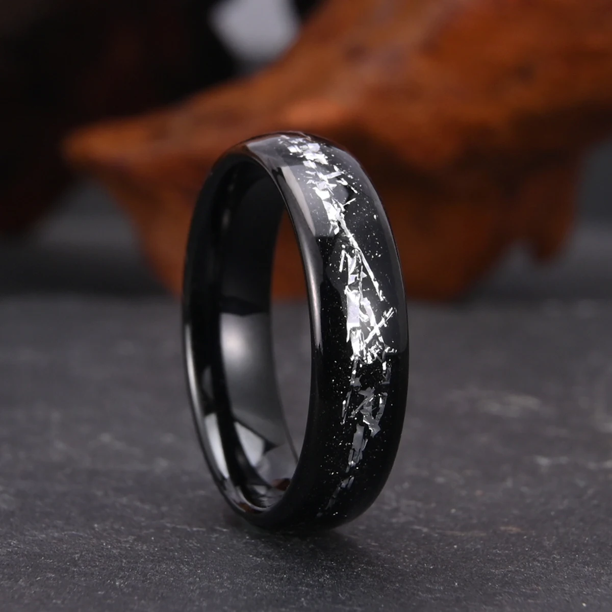Tungsten Carbide Meteorite Galaxy Ring