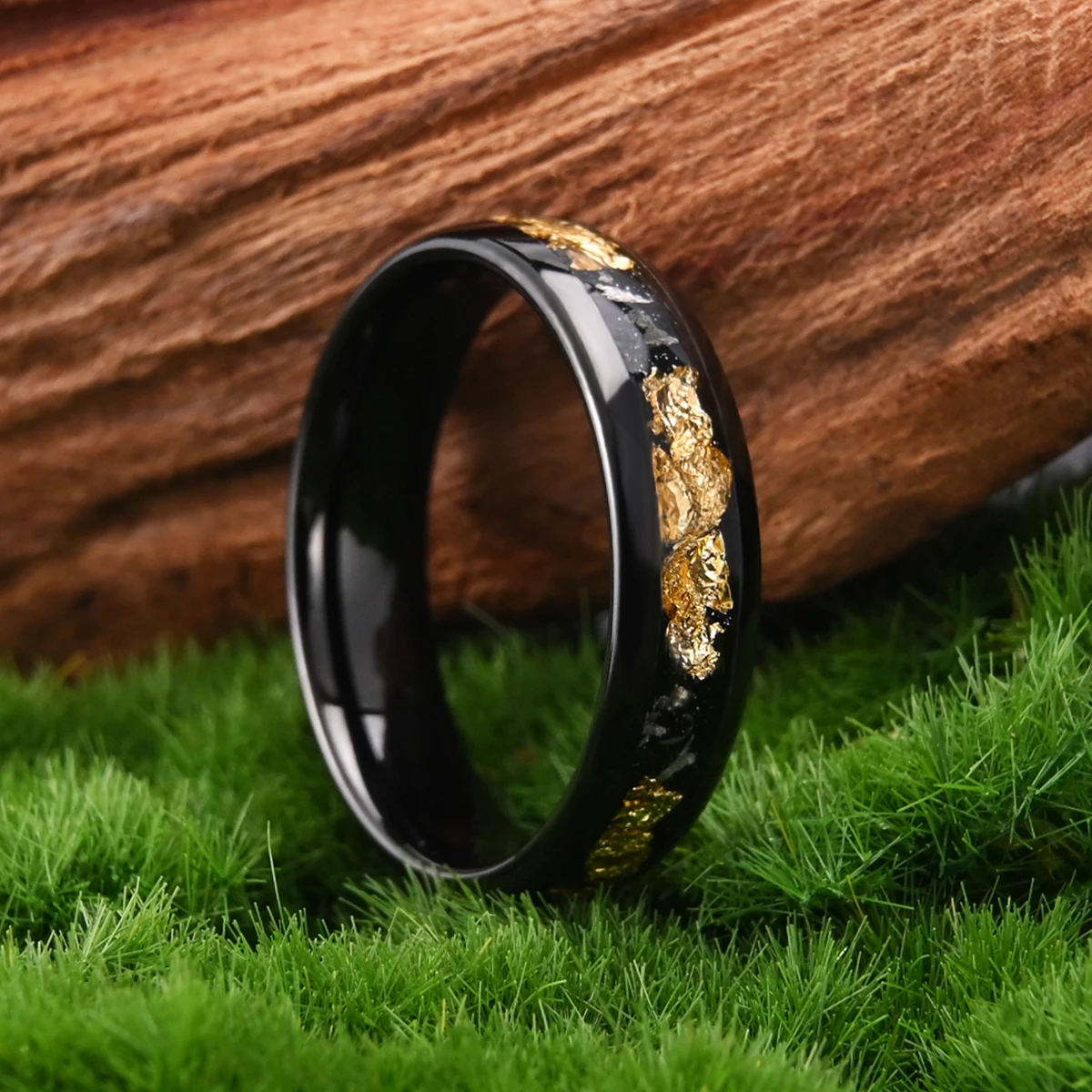 Black Tungsten Carbide Wedding Band 8mm 6mm