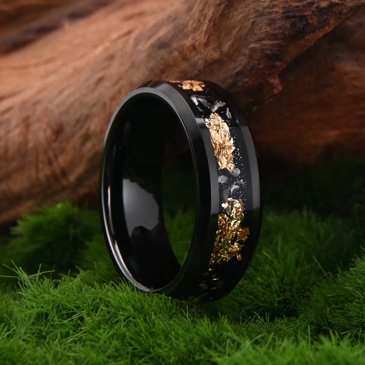 Black Tungsten Carbide Wedding Band 8mm 6mm