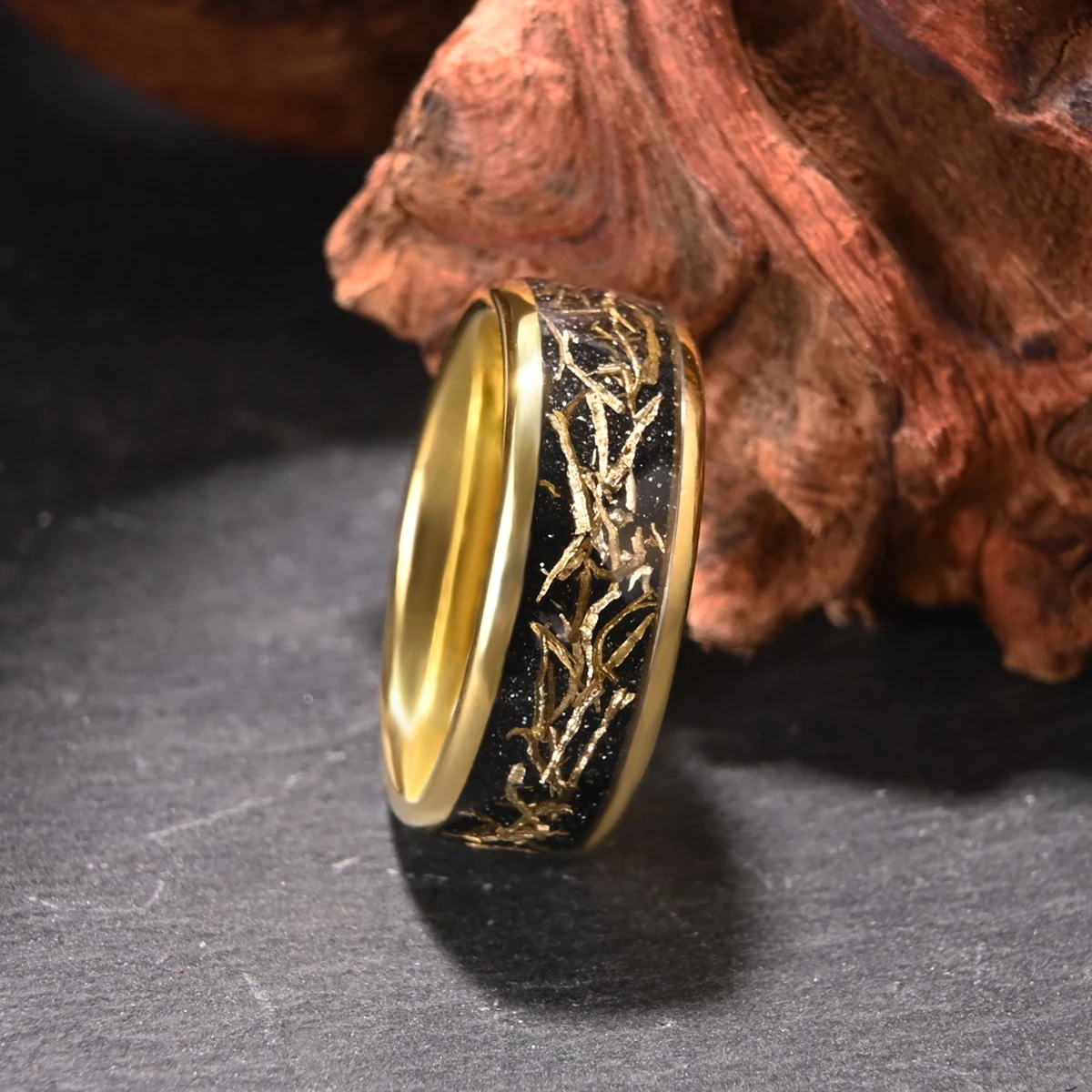 8mm Tungsten Carbide Golden Ring