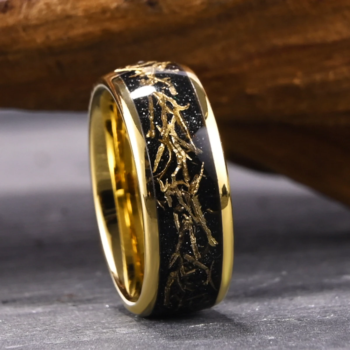 8mm Tungsten Carbide Golden Ring