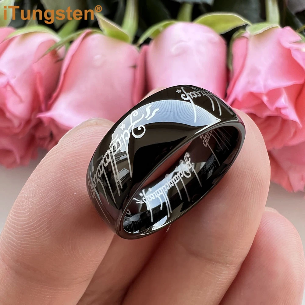 6mm 8mm Laser-Engraved Tungsten LOTR Ring