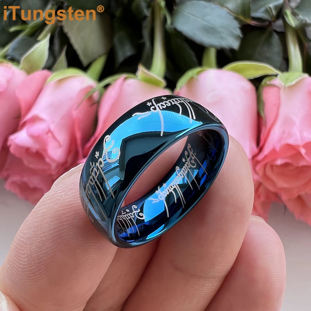 6mm 8mm Laser-Engraved Tungsten LOTR Ring