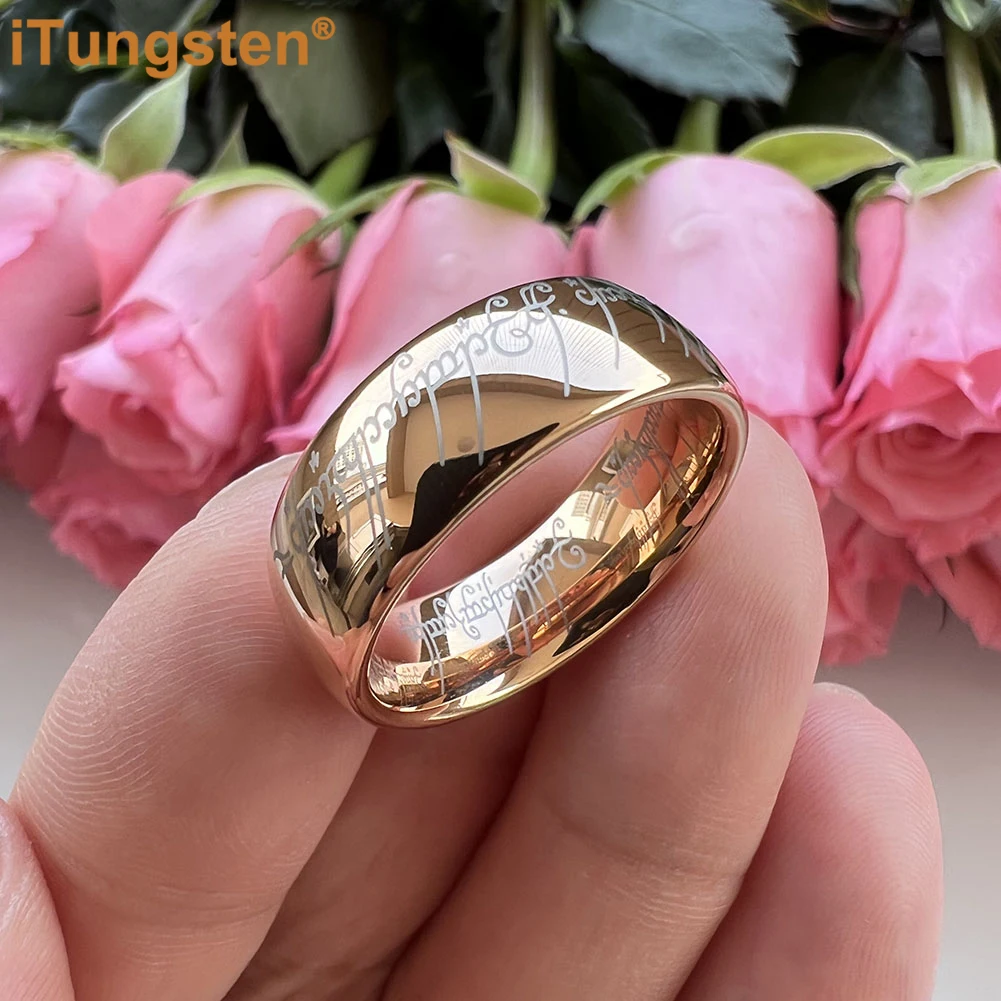 6mm 8mm Laser-Engraved Tungsten LOTR Ring