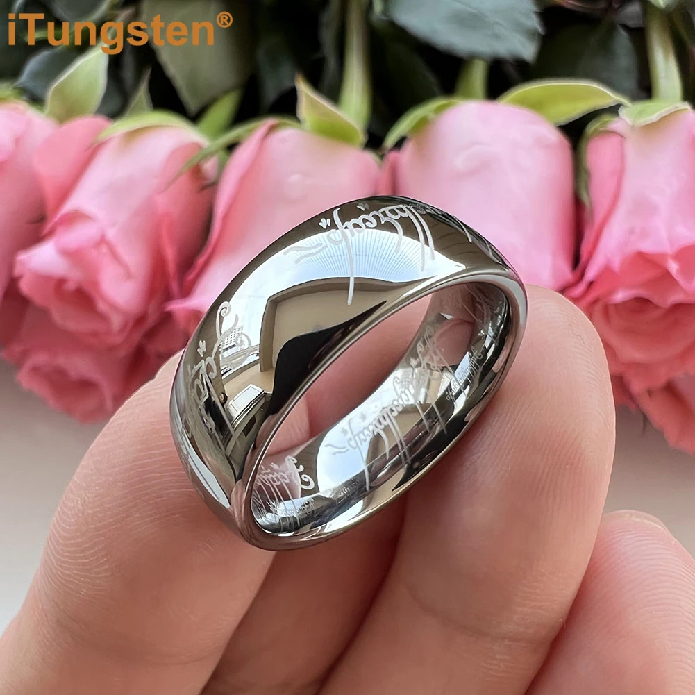 6mm 8mm Laser-Engraved Tungsten LOTR Ring