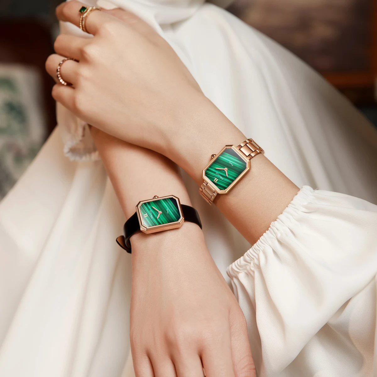 OBLVLO Women’s Malachite Quartz Watch