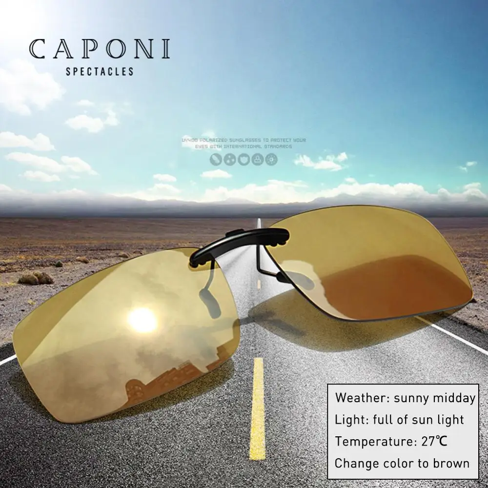 CAPONI Photochromic Polarized Clip-On Sunglasses