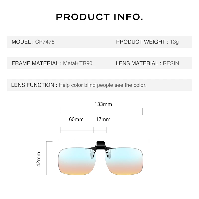 CAPONI Color Blind Glasses Clip On