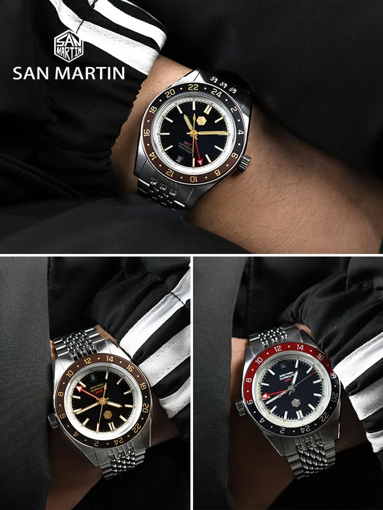 San Martin SN0116 GMT Rootbeer Automatic Watch