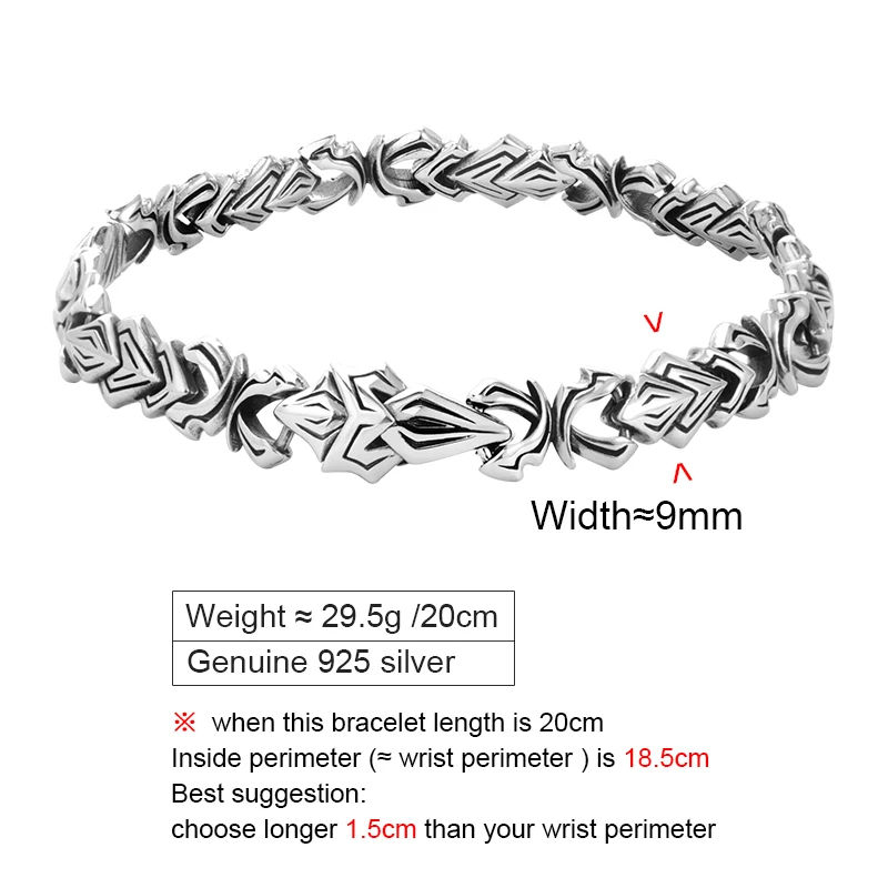Dragon Bracelet Retro 925 Sterling Silver Bracelet