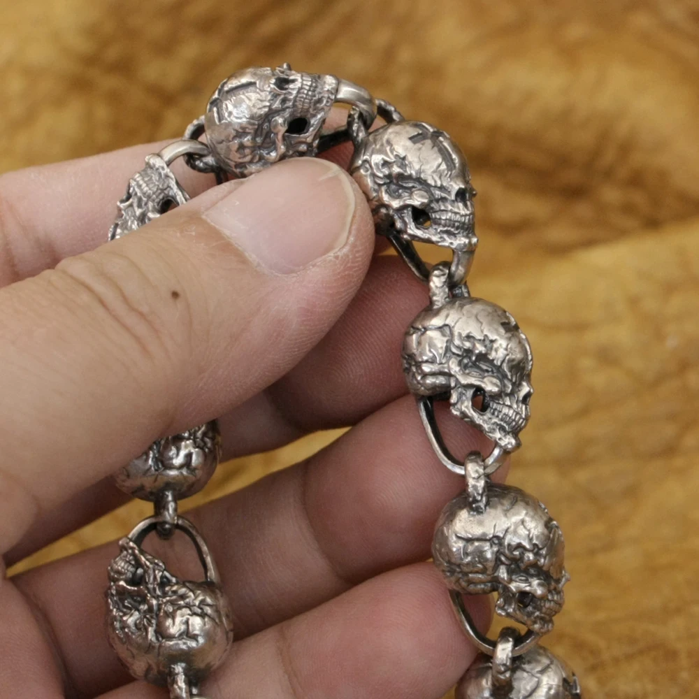 Venom Sterling Silver Cross Skull Bracelet