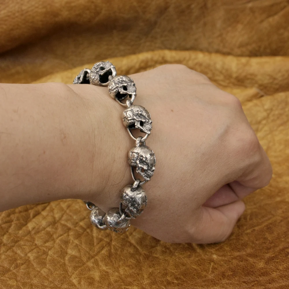 Venom Sterling Silver Cross Skull Bracelet