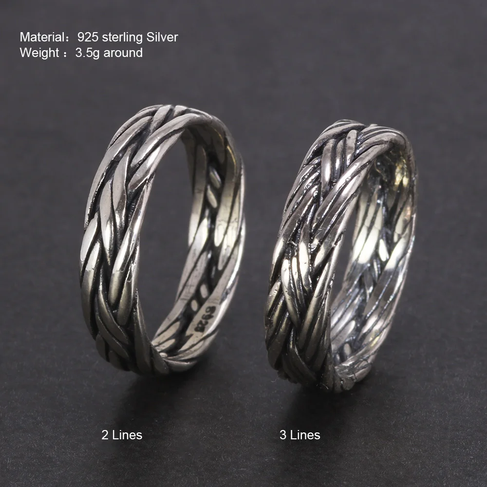 Double Braided 925 Sterling Silver Unisex Ring