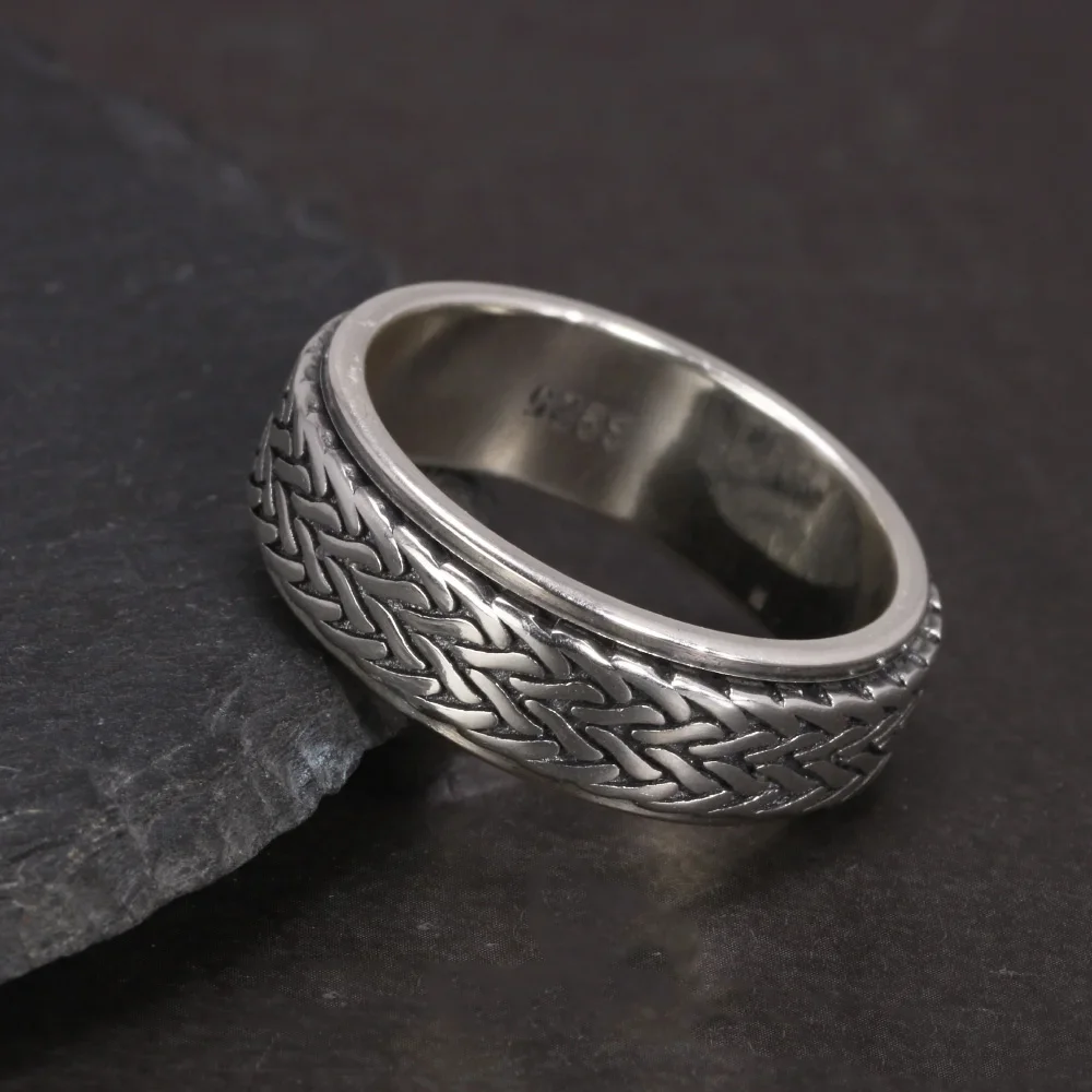 925 Sterling Silver Rotatable Spinner Ring