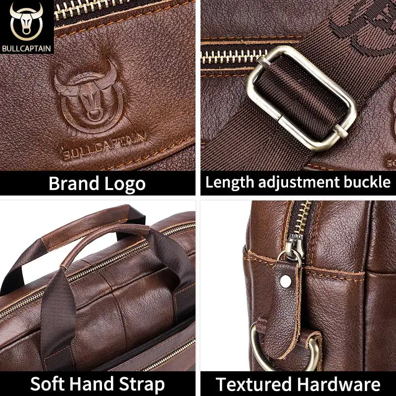 Genuine Leather 14-Inch Laptop Briefcase