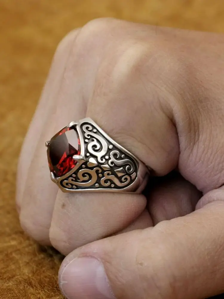 Red CZ Stone 925 Sterling Silver Ring