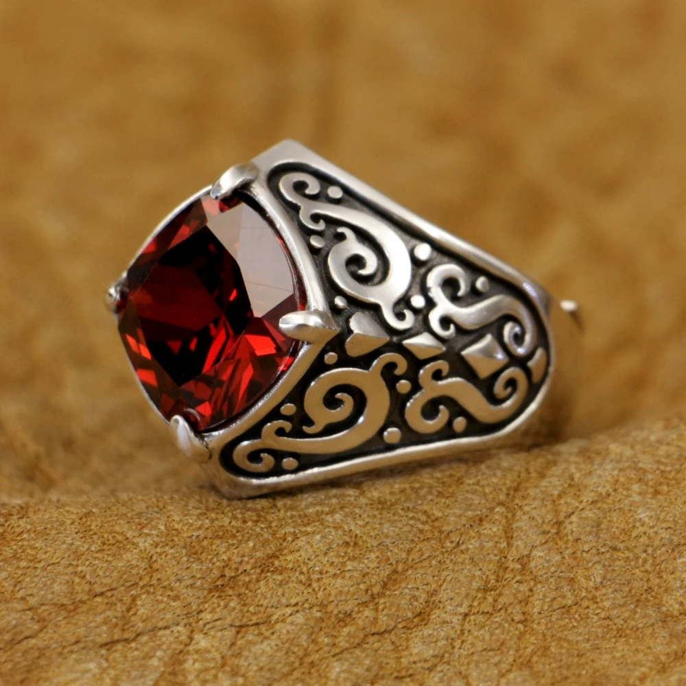 Red CZ Stone 925 Sterling Silver Ring