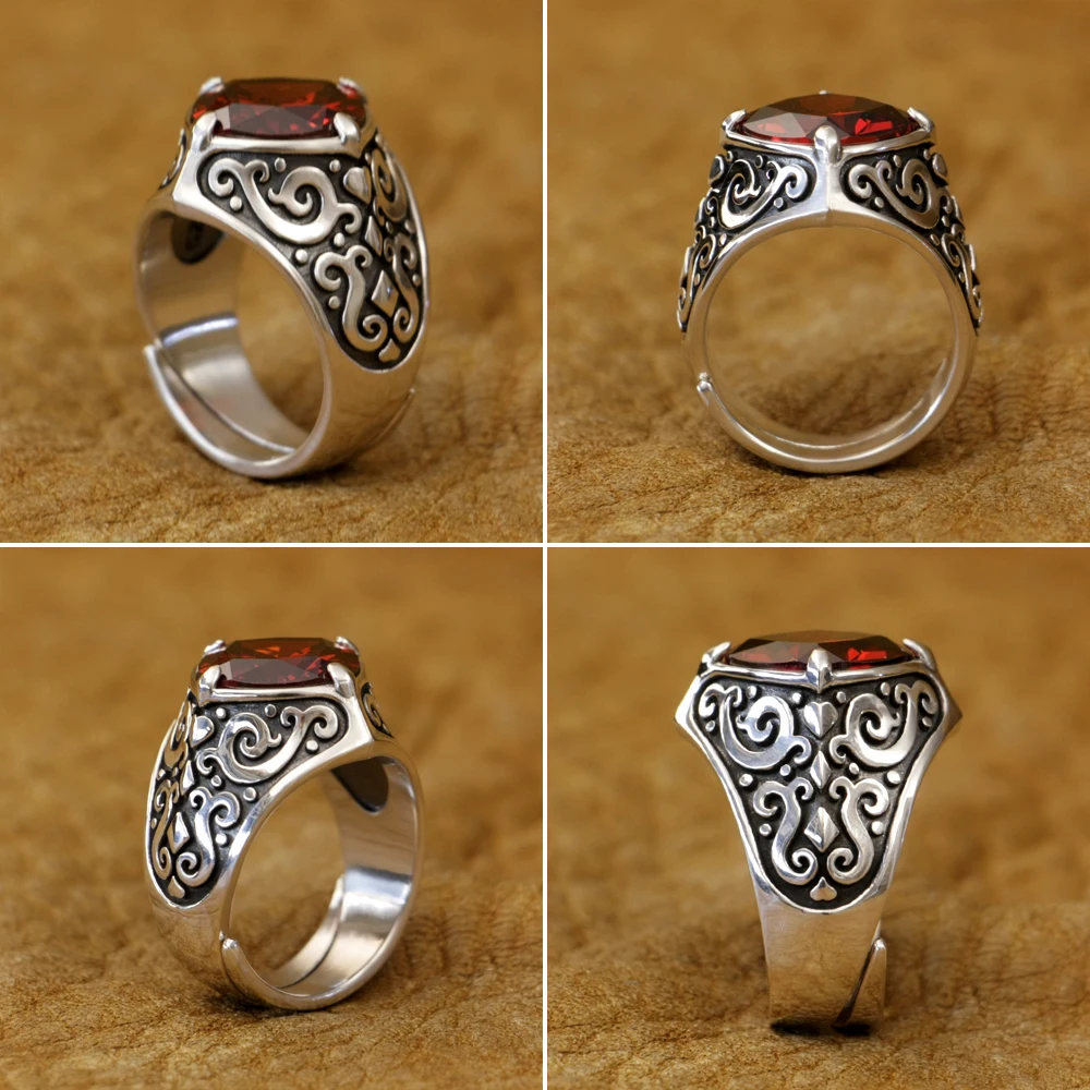 Red CZ Stone 925 Sterling Silver Ring