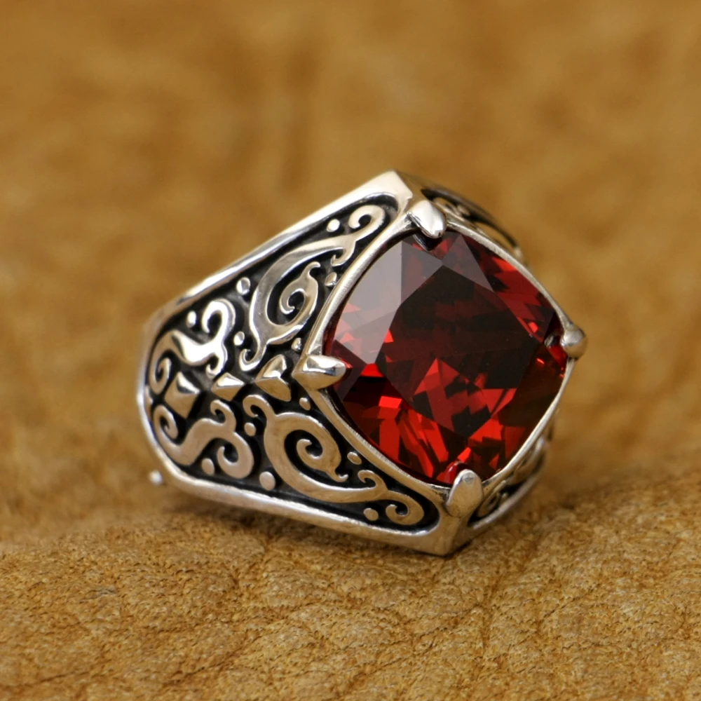 Red CZ Stone 925 Sterling Silver Ring