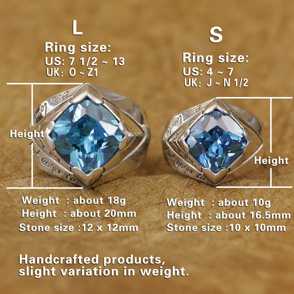 Blue CZ Stone Sterling Silver Heart Ring