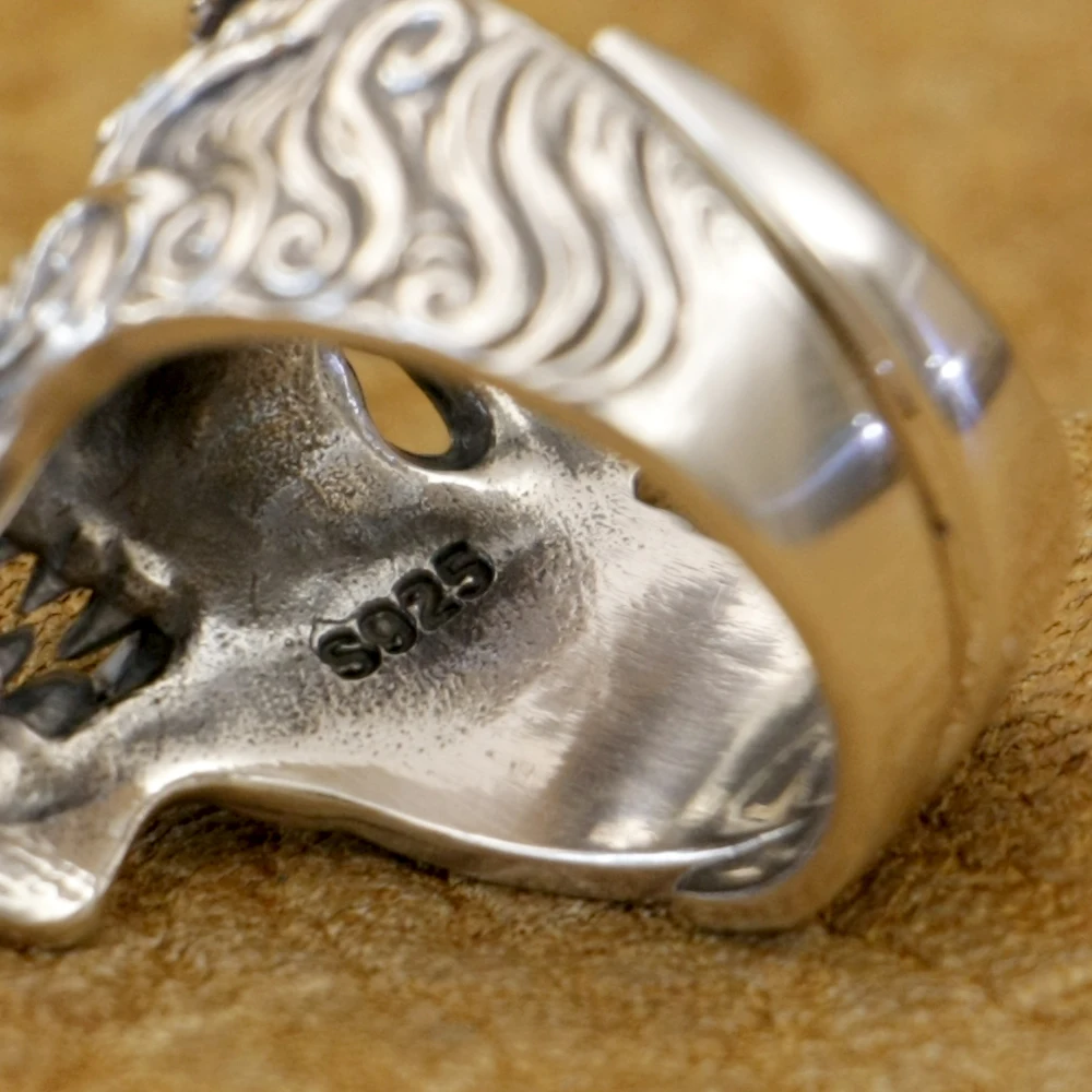 925 Sterling Silver Devil Mask Biker Ring