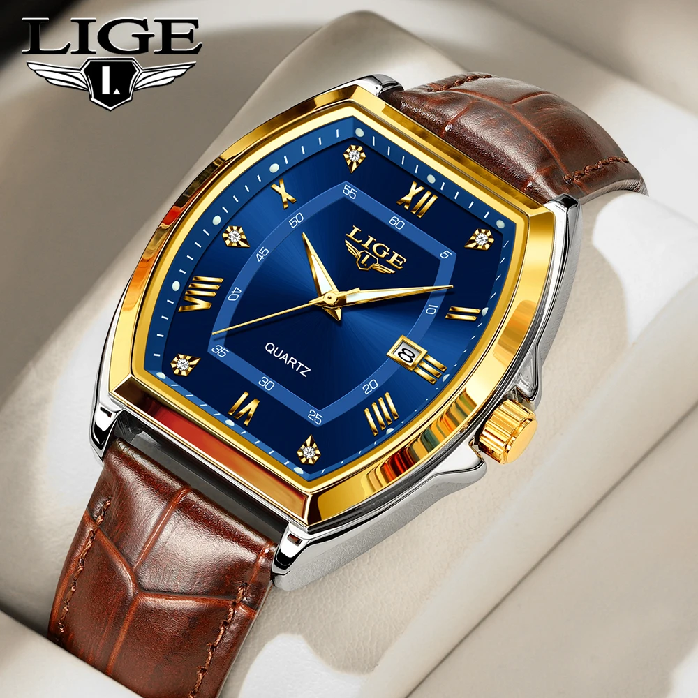 LIGE Men’s Quartz Watch with Diamond Dial