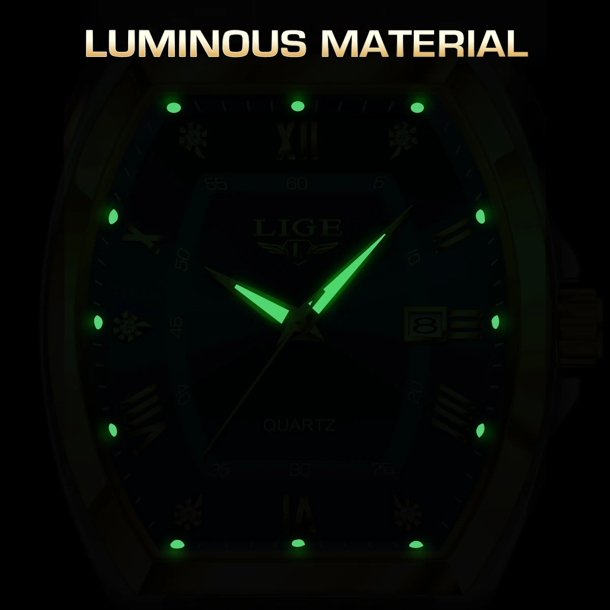 LIGE Men’s Quartz Watch with Diamond Dial