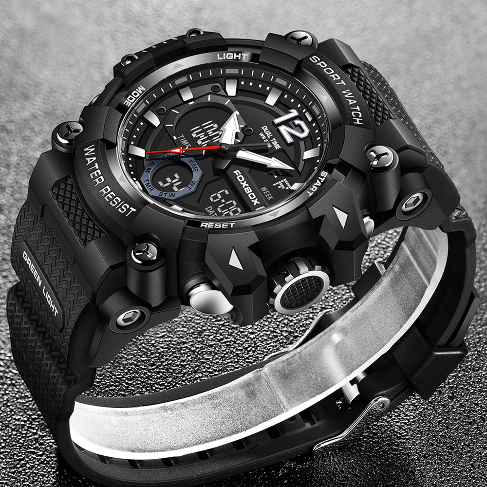 Dual-Display Men’s Shockproof Sports Watch