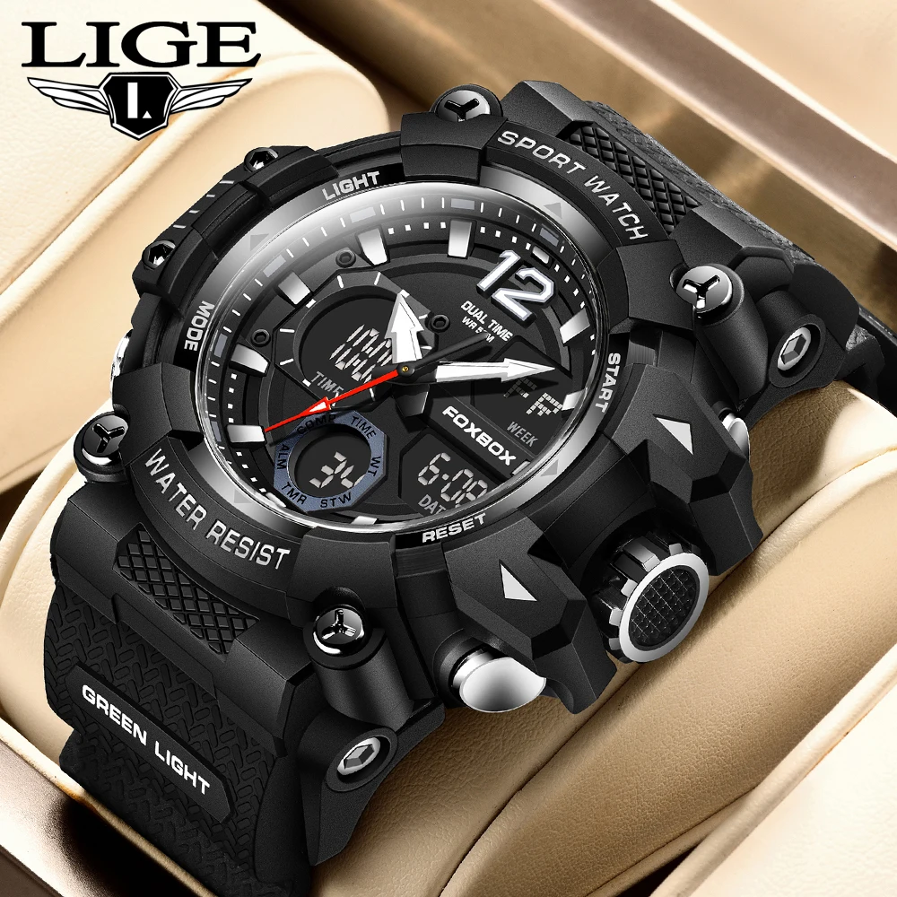 Dual-Display Men’s Shockproof Sports Watch