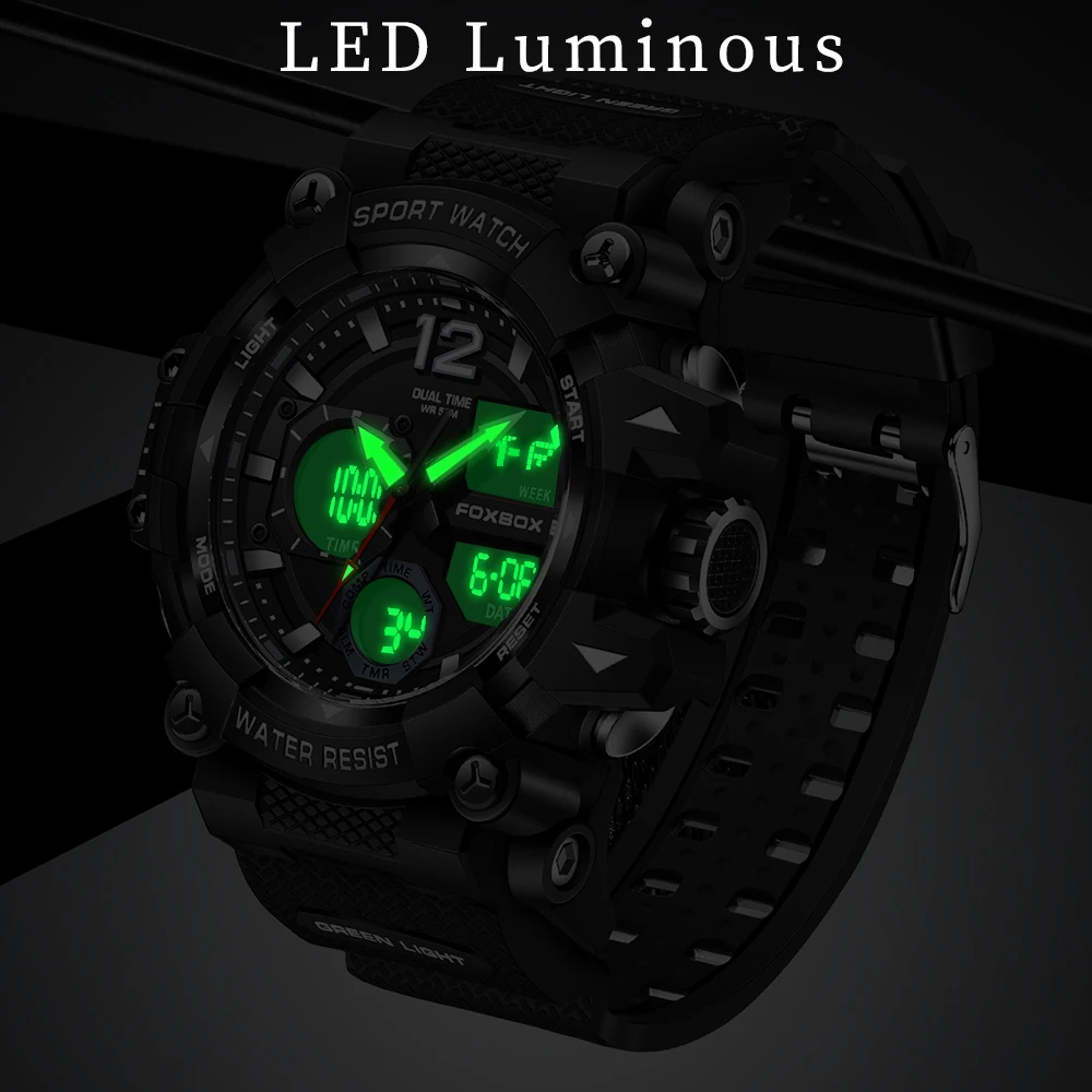Dual-Display Men’s Shockproof Sports Watch