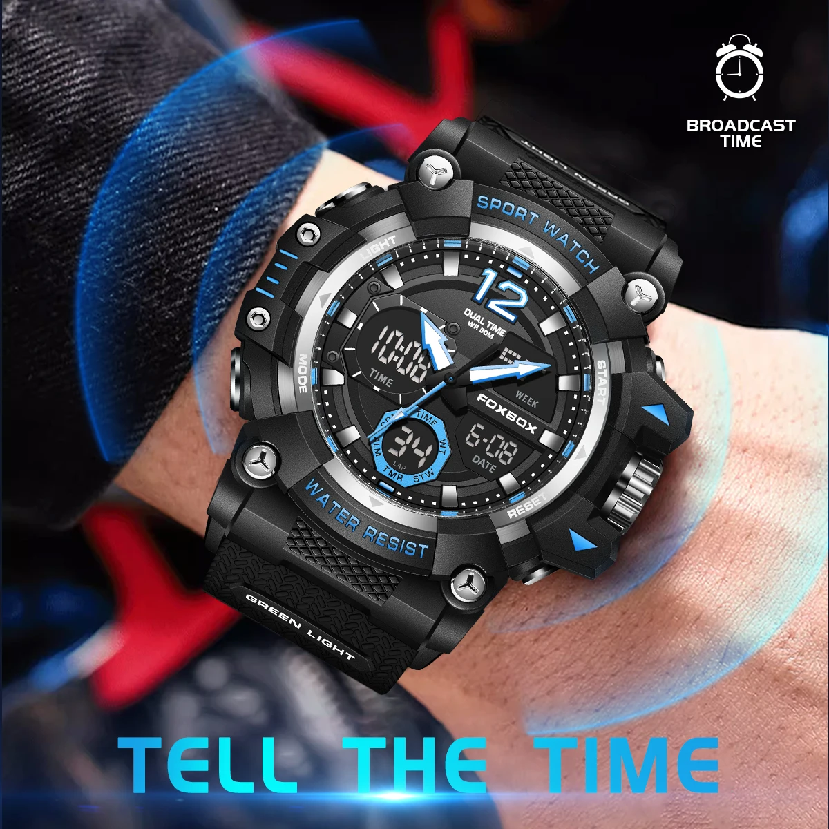 Dual-Display Men’s Shockproof Sports Watch