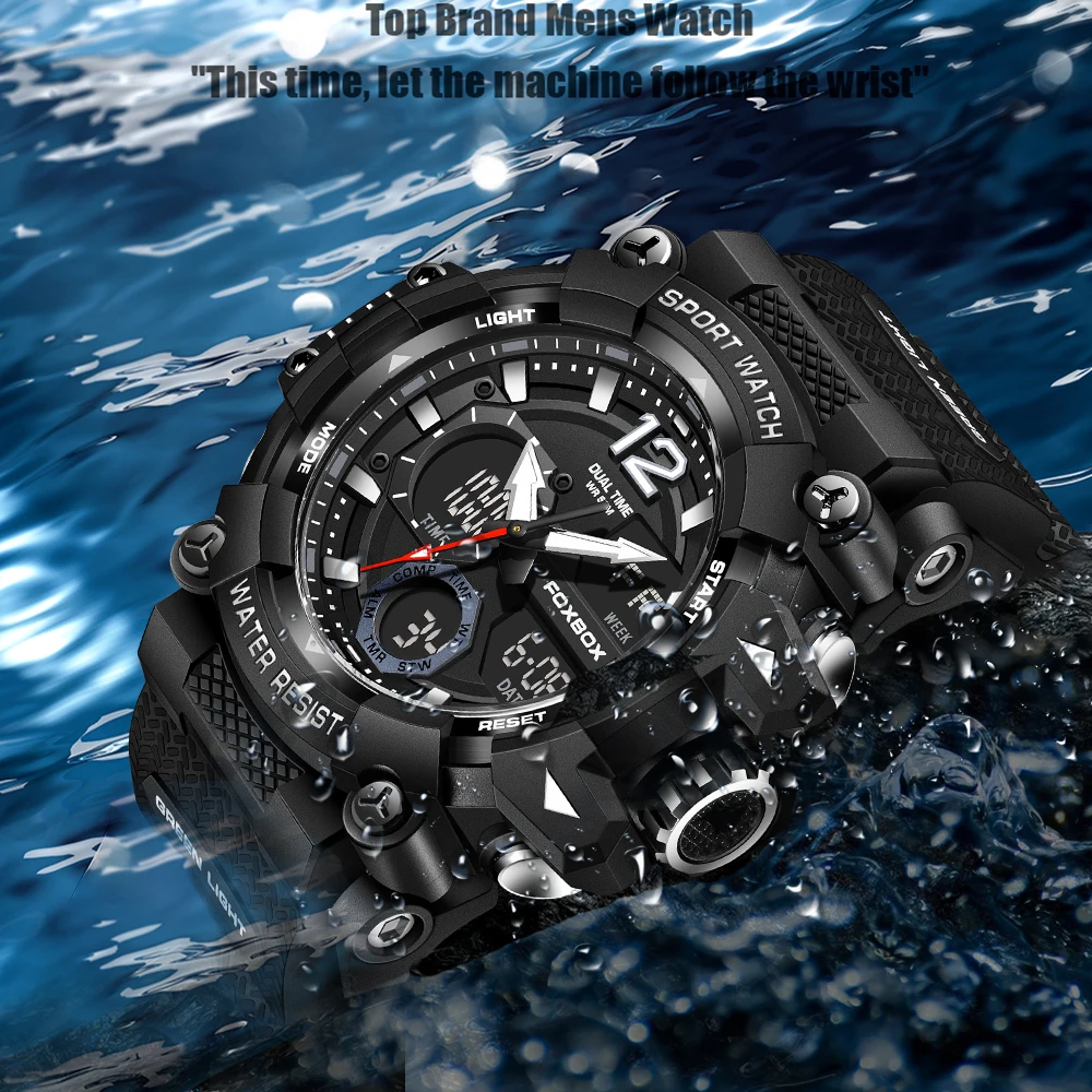 Dual-Display Men’s Shockproof Sports Watch