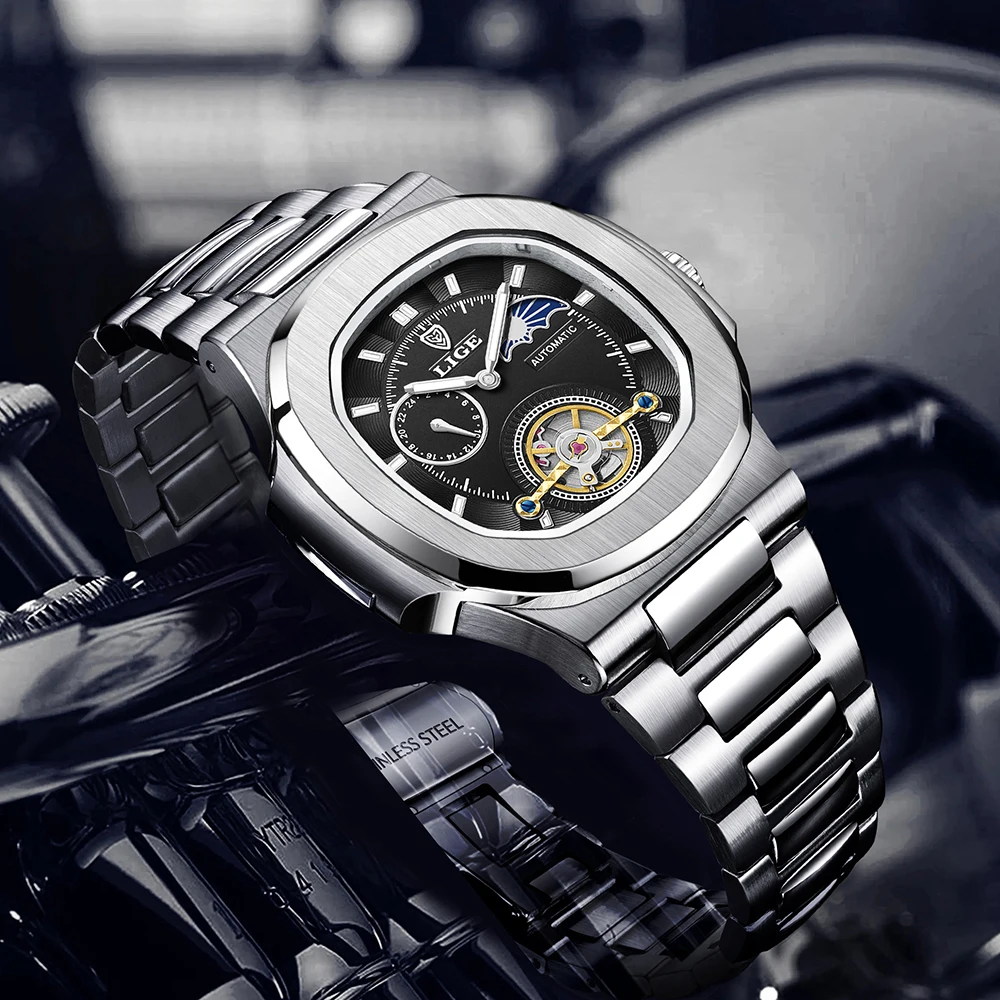 LIGE Affordable Men's Tourbillon Watch