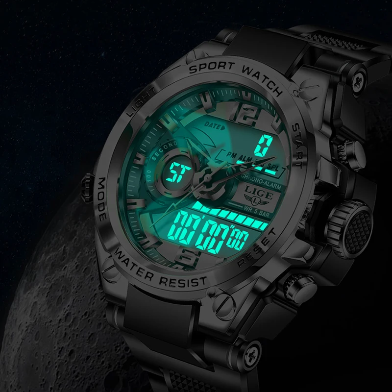 LIGE Military Digital Sports Watch 50M