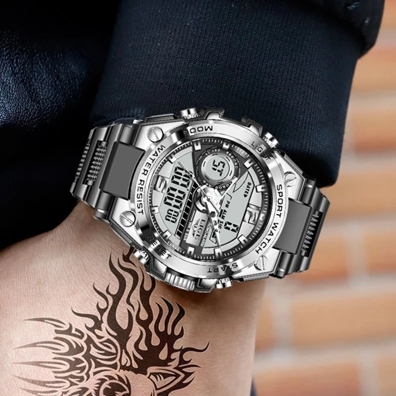 LIGE Military Digital Sports Watch 50M