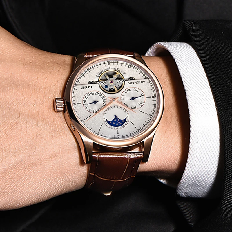 LIGE 6826 Men's Watch with Moon Phase
