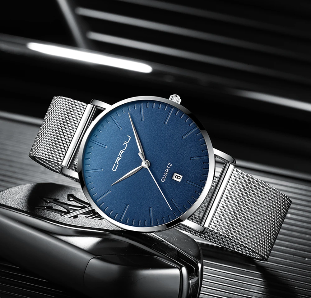 CRRJU Fashion Men's Thin Quartz Watches