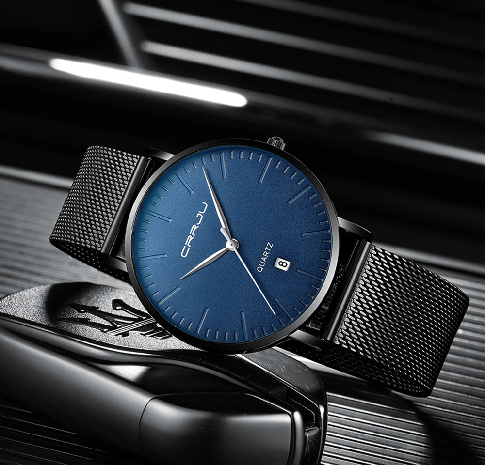 CRRJU Fashion Men's Thin Quartz Watches