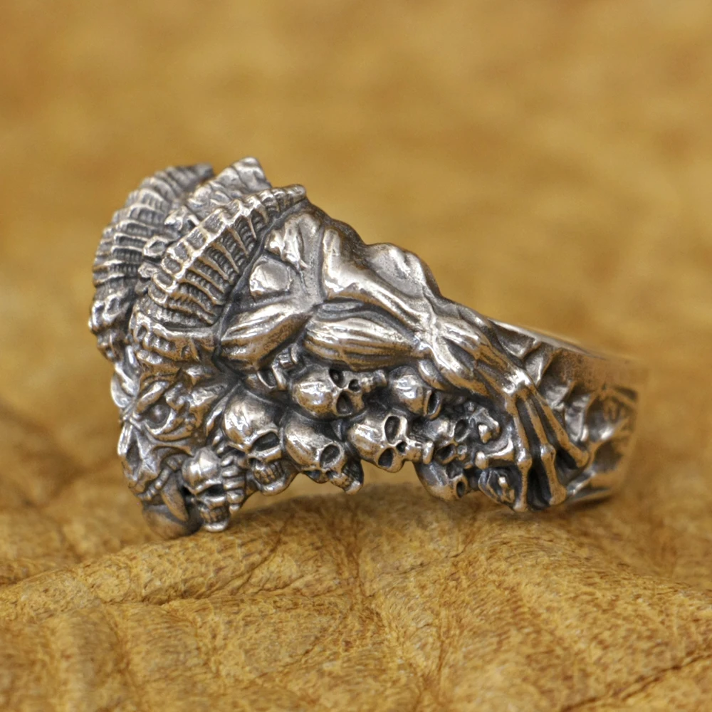 Sterling Silver Gothic Demon Skull Ring