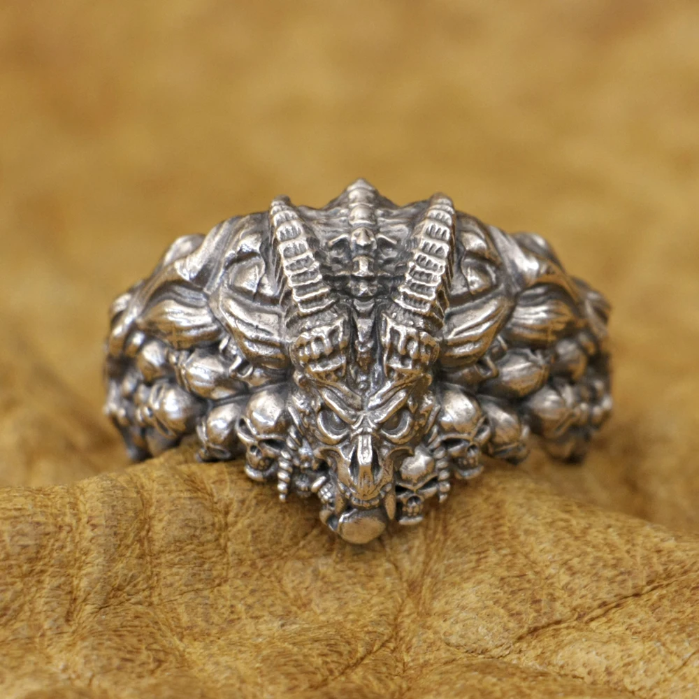 Sterling Silver Gothic Demon Skull Ring